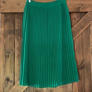 J Crew Factory Emerald Green Pleated Skirt